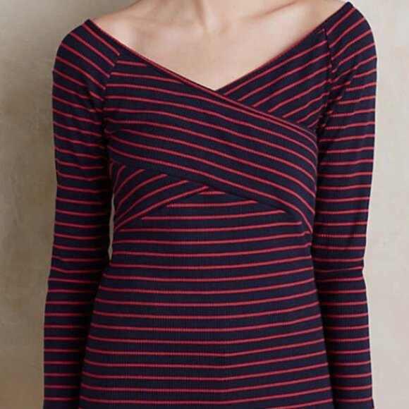 Anthropologie Striped Off-The-Shoulder Tee by Deletta (size S) - Picture 1 of 4
